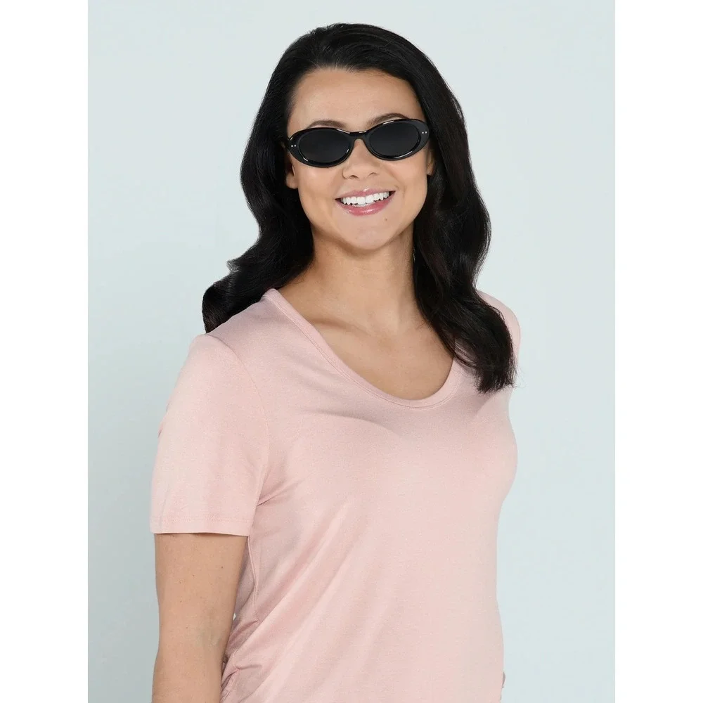 Foster Grant‎ Womens Black Oval Trend Sunglasses T12